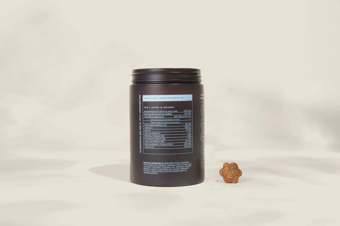 Alternate view of the jar showcasing the nutrition facts and ingredient lists.